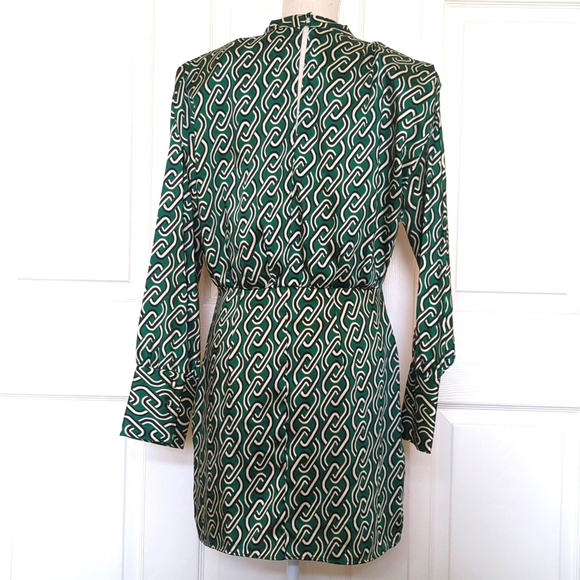 MNG Mango Green Chain Print Long Sleeve Dress - Picture 6 of 9